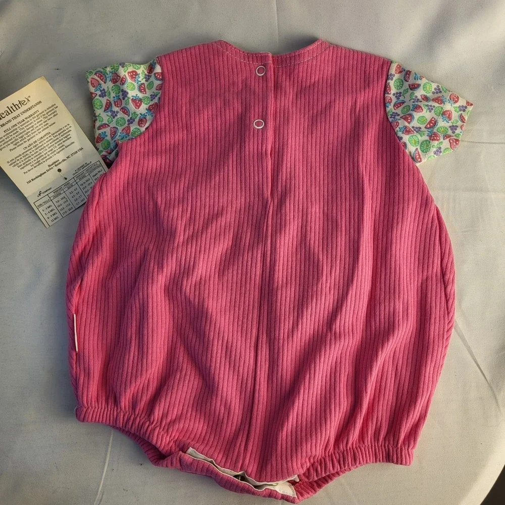NWT Vintage Size 6-9 Month Pink Baby Girl Healthtex Romper Watermelon Kiwi